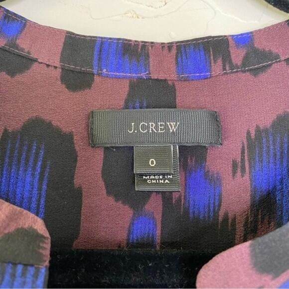 J Crew Brown 100% Silk Cheetah Print Hidden Buttons Blouse 0 - Picture 5 of 9